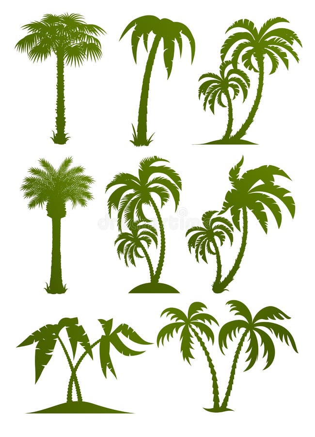 Set of palm tree silhouettes stock illustration Set of palm tree silhouettes stock illustration