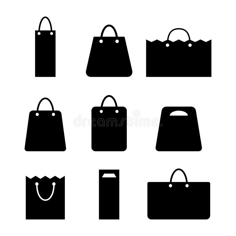 Set of Paper Bag. Isolated Vector Icons Stock Illustration