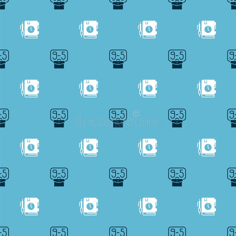 Set From 9 and Daily paper notepad on seamless pattern. Vector royalty free illustration