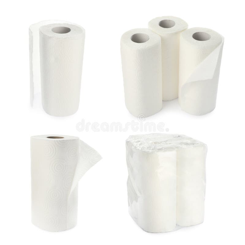 Set of Paper Towels on White Background Stock Photo - Image of clean ...