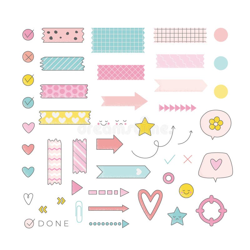 Minimalist Sweet Washi Tape - PNG Digital Stickers & Clipa