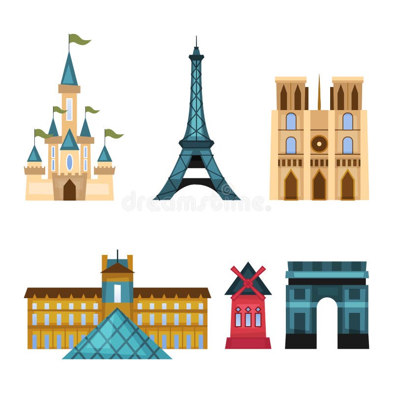 Set of Paris Symbols and Objects with Famous Landmarks. Design Can Be Used  for Wrapping Paper, Wallpaper, Pattern Fills Stock Vector - Illustration of  fabric, background: 173704531
