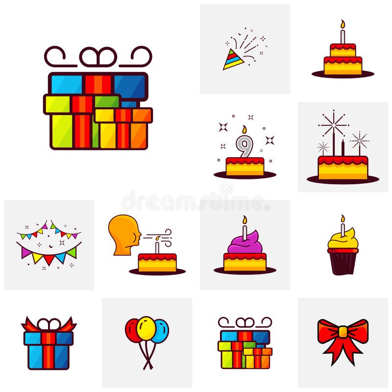 Set of Party icon template vector. Celebration vector illustration. Thin line icons for party vector illustration