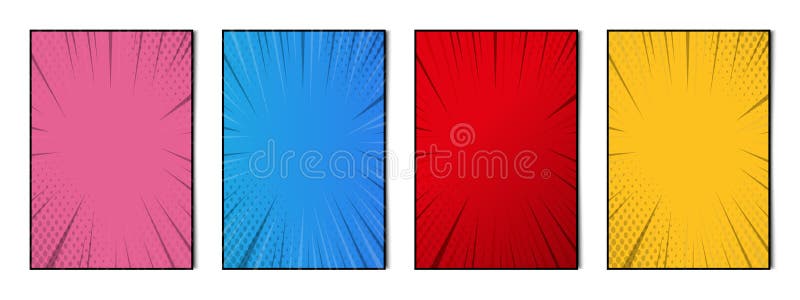 Set of 4 pcs abstract backgrounds comic zoom texture for advertising, business cards and banners - Vector