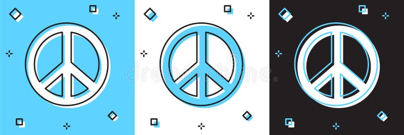 Set Peace Icon Isolated on Blue and White, Black Background. Hippie Symbol  of Peace Stock Vector - Illustration of shape, retro: 220599465