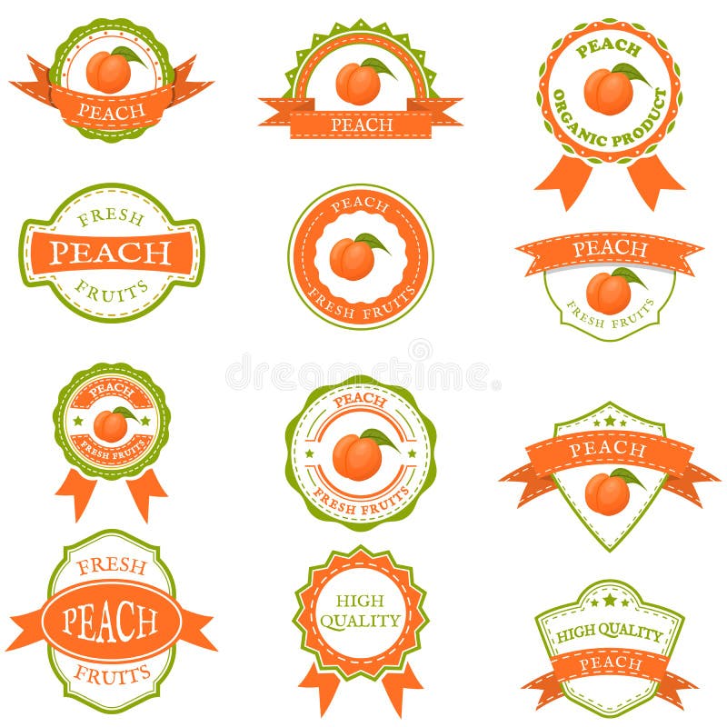 Set of peach labels stock vector. Illustration of background 67607741