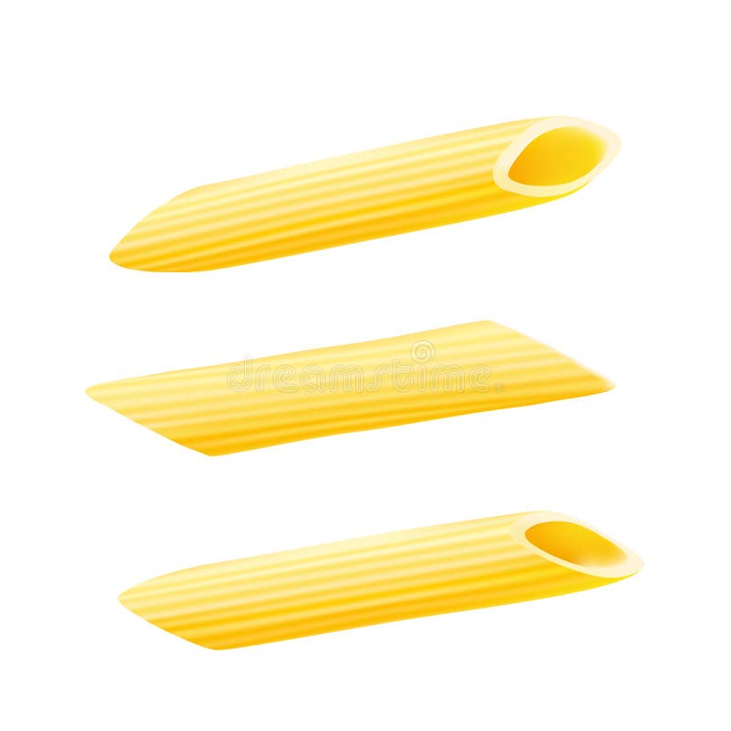 Set Penne vector pasta, for menu and design, italian food. Vector illustration