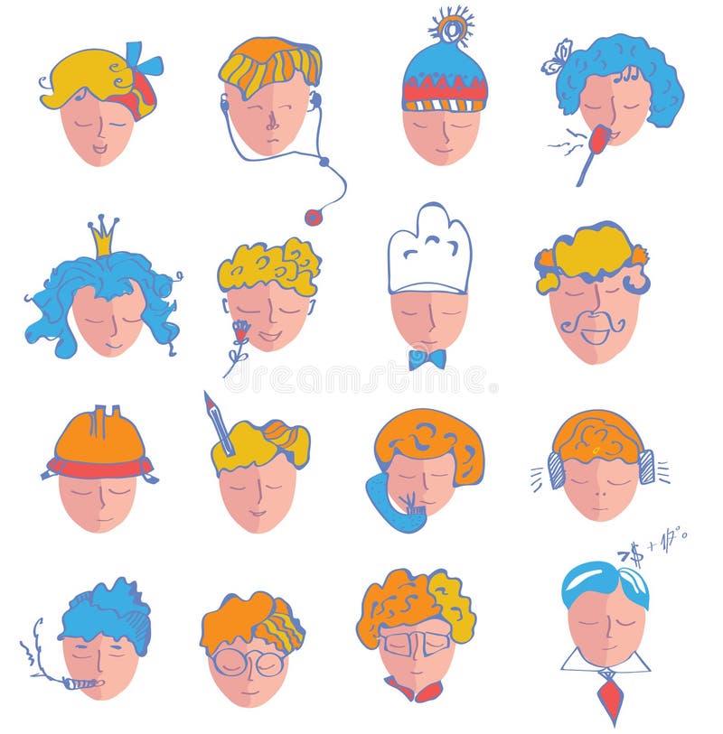 Set of people icons of different occupations stock illustration