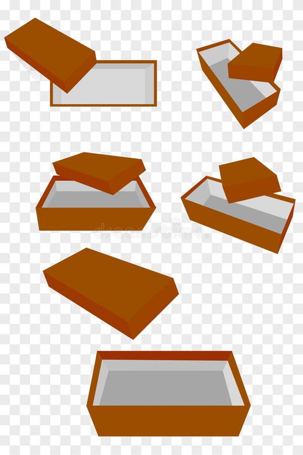 Set 5 Perspective Simple Vector Mockup Brown Shoe Box, at Transparent Effect Background vector illustration