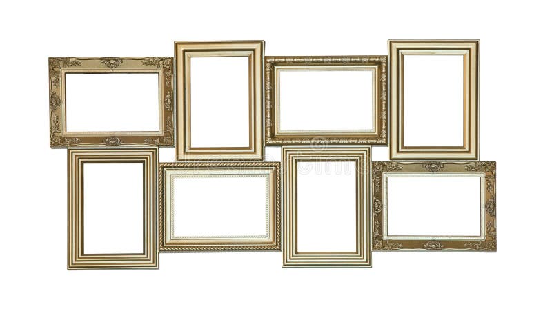 Set of photo frames antique with few blank windows stock photos Set of photo frames antique with few blank windows stock photos