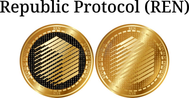 Set of Physical Golden Coin Republic Protocol REN Stock Vector - currency, coin: 110812514