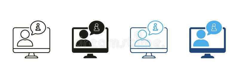 Set pictograme informații utilizator computer. Suport Online Serviciul Pentru Clienți Și Asistență Digitală Schiță Și Siluetă vector illustration