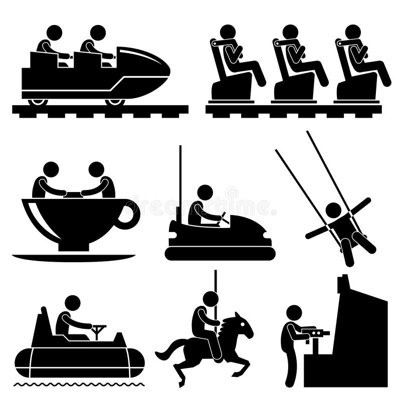 Amusement Theme Park People Playing Pictogram