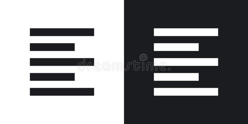 Set pictogramă aliniere la stânga. buton aliniere font la stânga în stil negru umplut și subliniat stock illustration