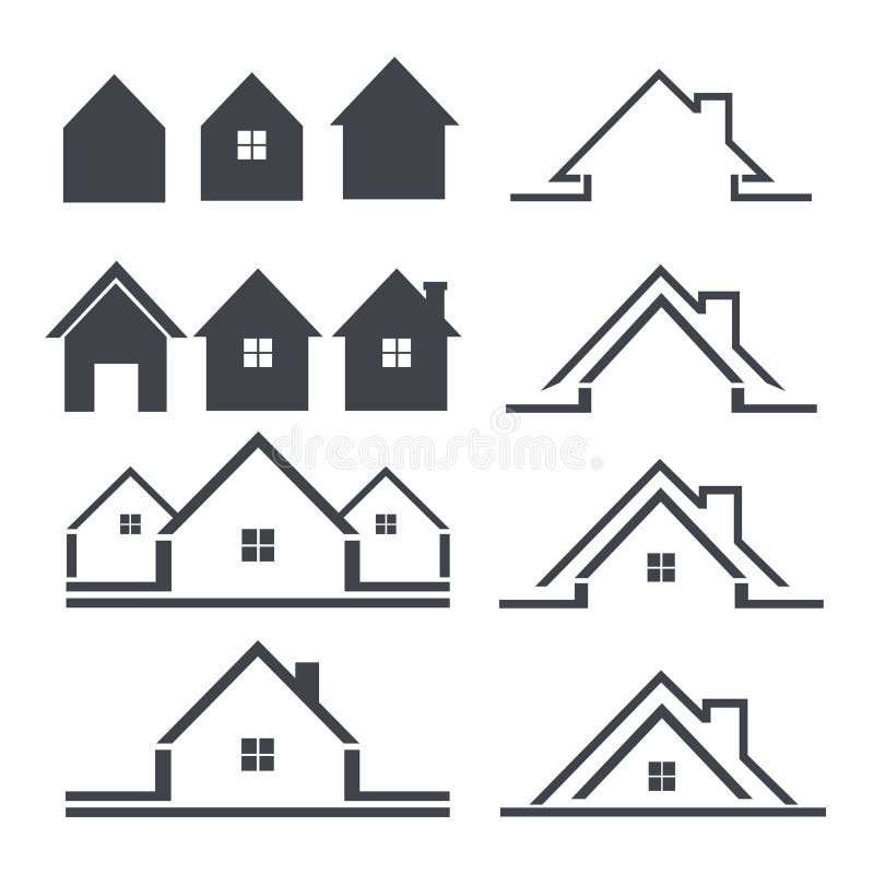 Set pictogramă casă stock illustration