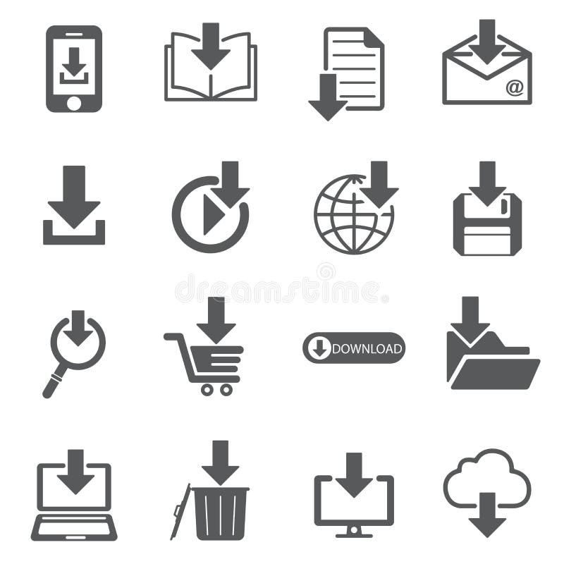 Set pictogramă fișier de descărcare royalty free illustration