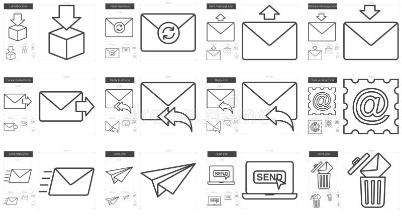 Set pictogramă linie de e-mail. stock illustration
