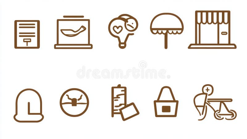 Set pictogramă linie maro royalty free illustration