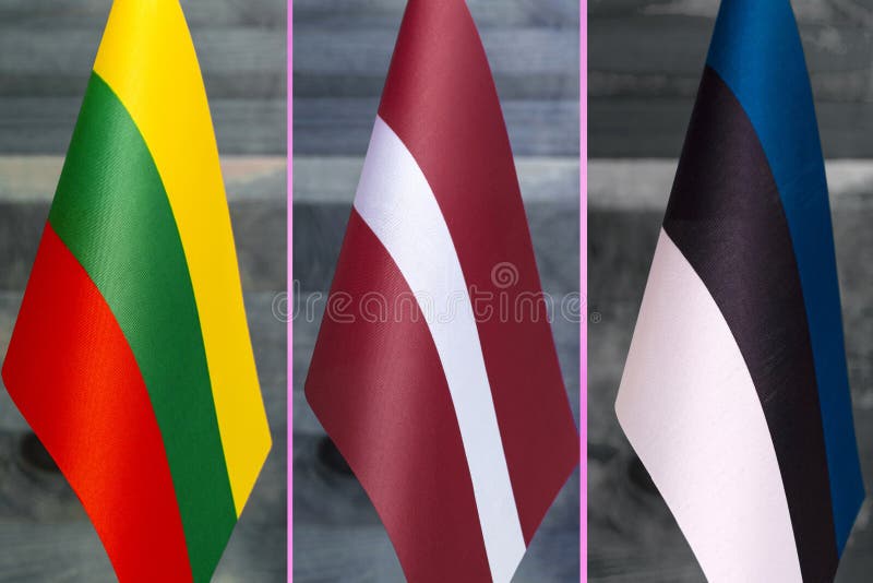 A Set of Pictures from the Flags of the Baltic Countries. Stock Photo