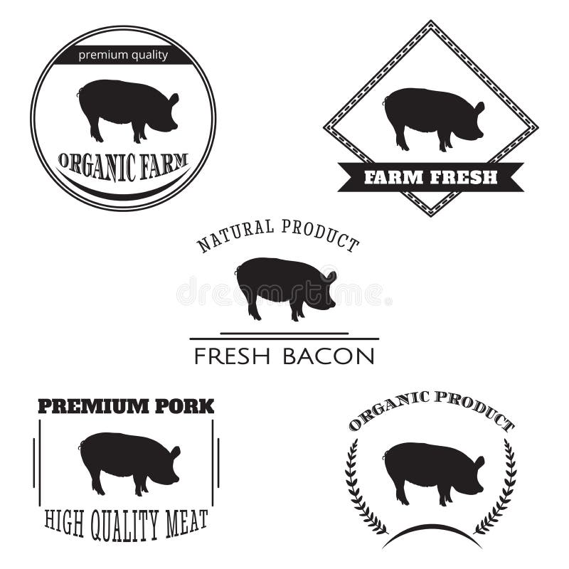 Set pig farm logo emblem. Natural and fresh farm. royalty free illustration Set pig farm logo emblem. Natural and fresh farm. royalty free illustration