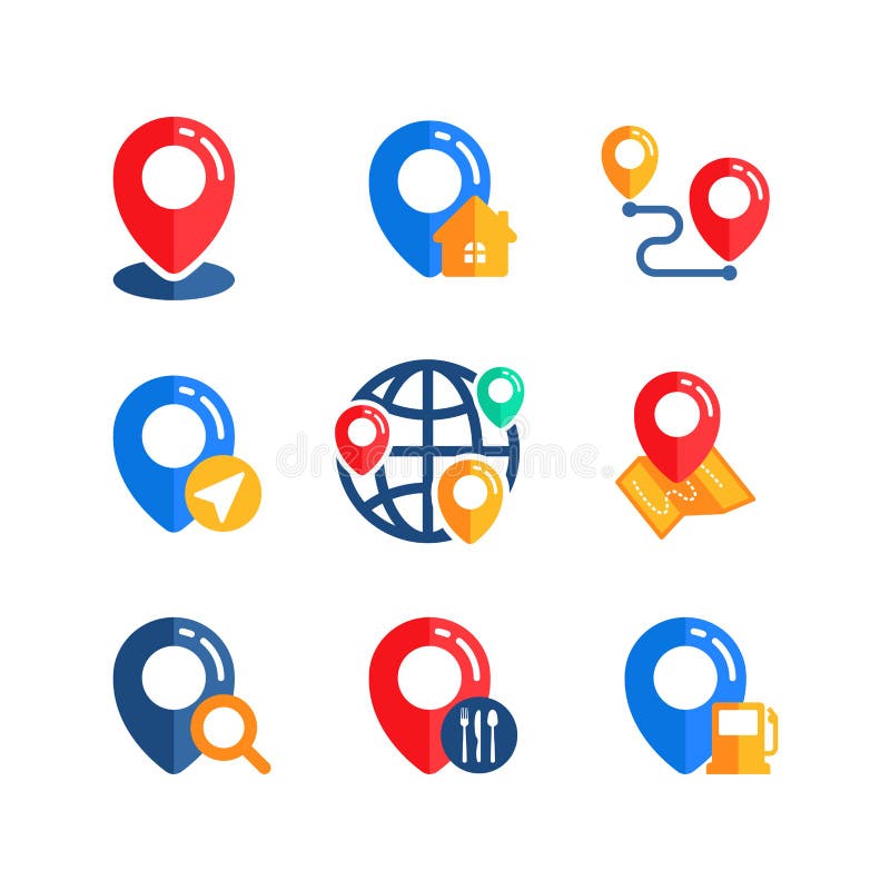 Set of pin location icon sign vector design royalty free illustration