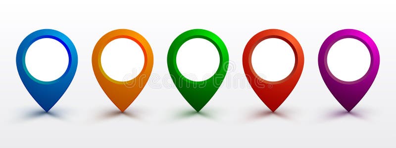 Set pin map marker pointer icon, GPS location flat symbol royalty free illustration