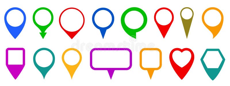 Set pin map marker pointer icon, GPS location flat symbol – for stock vector illustration