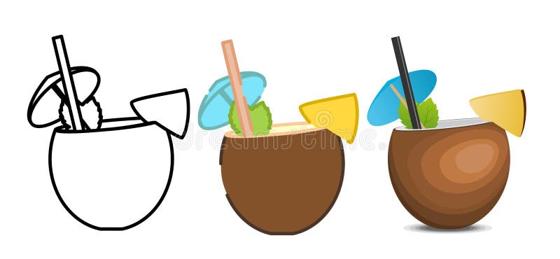 Set of pina colada icons stock illustration Set of pina colada icons stock illustration