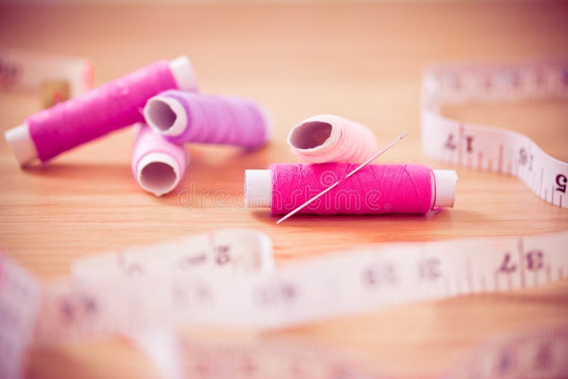Set of Pink Colorful Sewing Threads Stock Photo Image of tailor