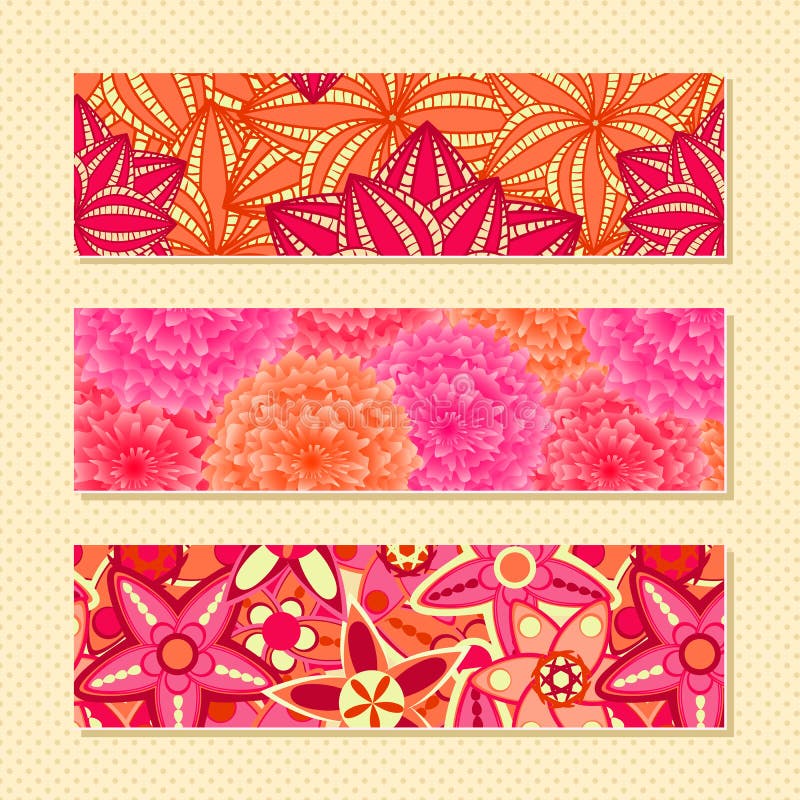 Set of Pink Floral Business Cards royalty free illustration