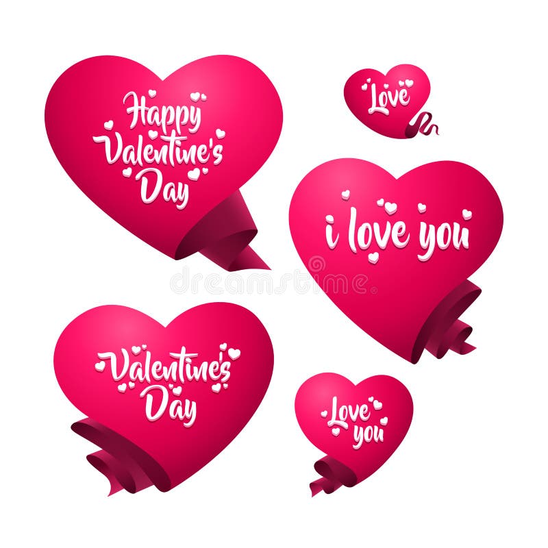 a set of pink hearts templates stock vector illustration
