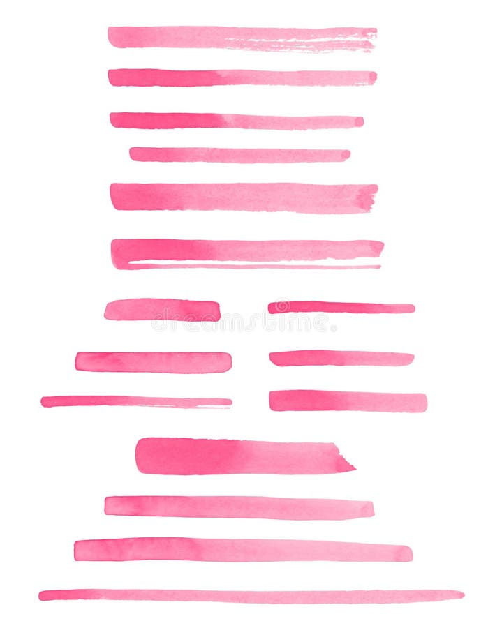 Set of Pink Watercolor Brush Strokes, Stripes, Rectangle Smears Stock ...