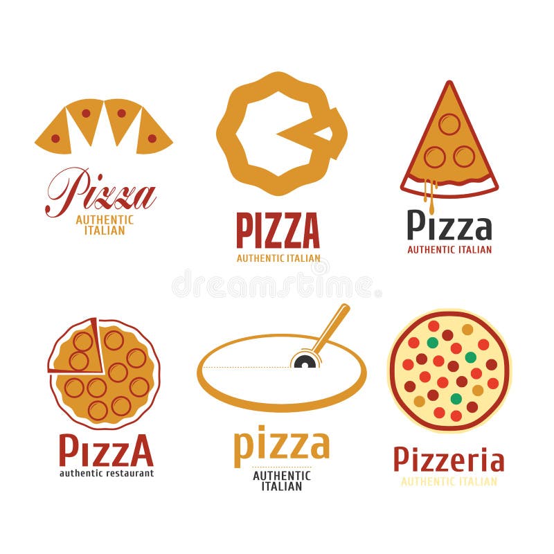 Set of Pizza, Pasta, Pizzeria and Italian Food Hand Written Stock