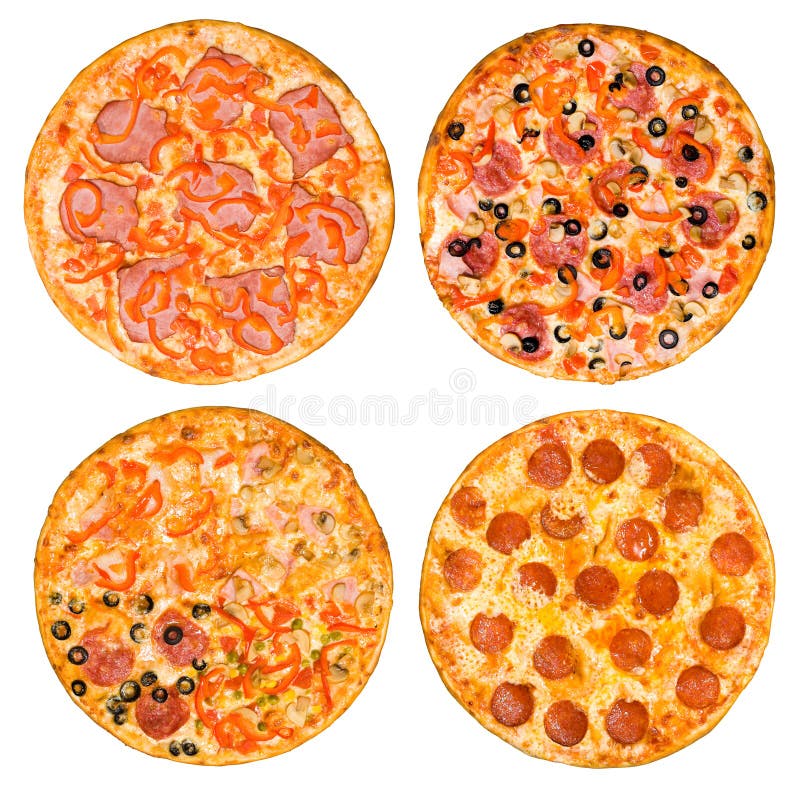 Set of pizzas with ham and pepperoni stock photography Set of pizzas with ham and pepperoni stock photography