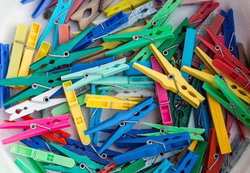 Set of Plastic Colorful Clothespin. Stock Image Image of laundry