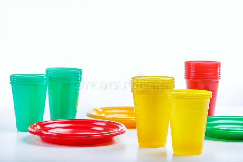 A Set of Plastic Dishes for a Picnic Stock Photo Image of fork