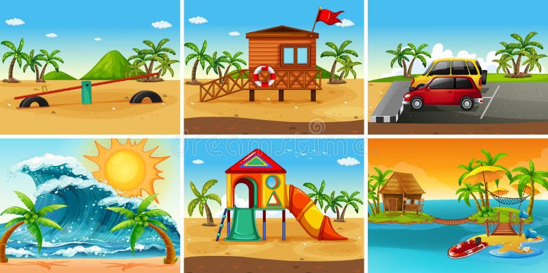 Set plażowa scena royalty ilustracja Set plażowa scena royalty ilustracja