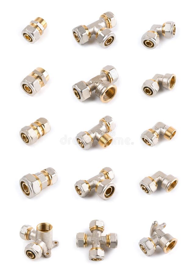 Set of plumbing fittings stock image. Image of tube, white 12618961