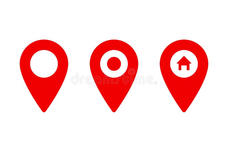 Set of pointer icons or pins for map. Sign of navigation or location isolated on white background vector illustration