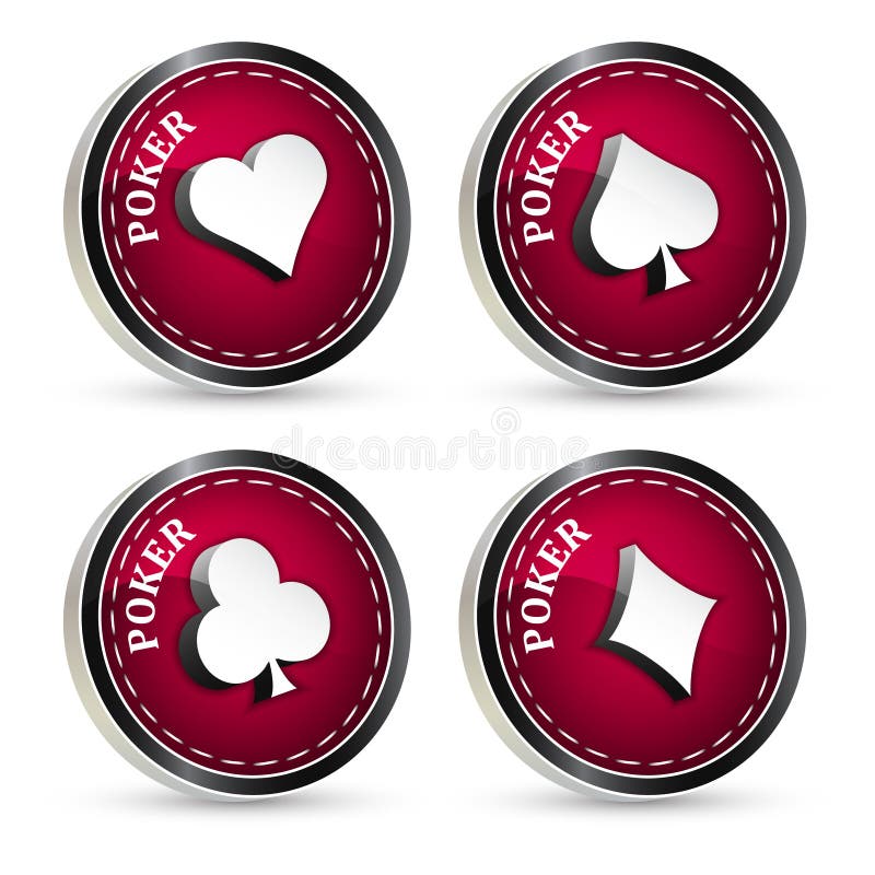 Set of Poker Icons with Playing Card Symbol on a White Background Stock