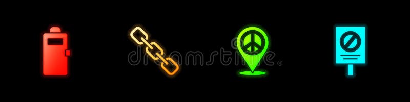 Set Police assault shield, Chain link, Location peace and Protest icon. Vector royalty free illustration