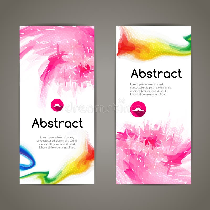 Set of polygonal and spots pink geometric banners for modern design vector illustration Set of polygonal and spots pink geometric banners for modern design vector illustration
