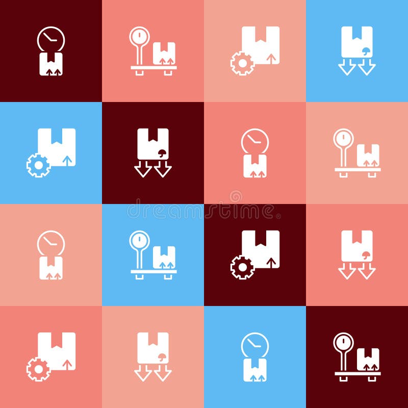 Set Pop Art Cardboard Box with Clock, Scale Cardboard, Gear Package and