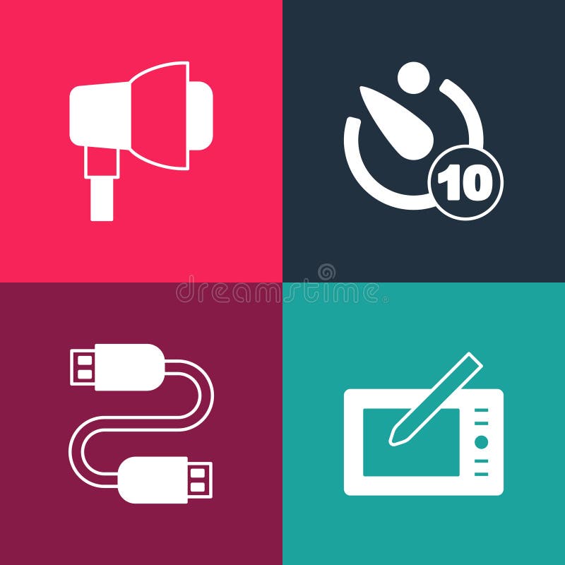 Set Pop Art Graphic Tablet, USB Cable Cord, Camera Timer and Softbox