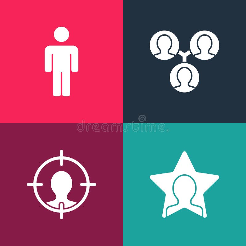 Set Pop Art Head Hunting, , Project Team Base and User of Man Icon