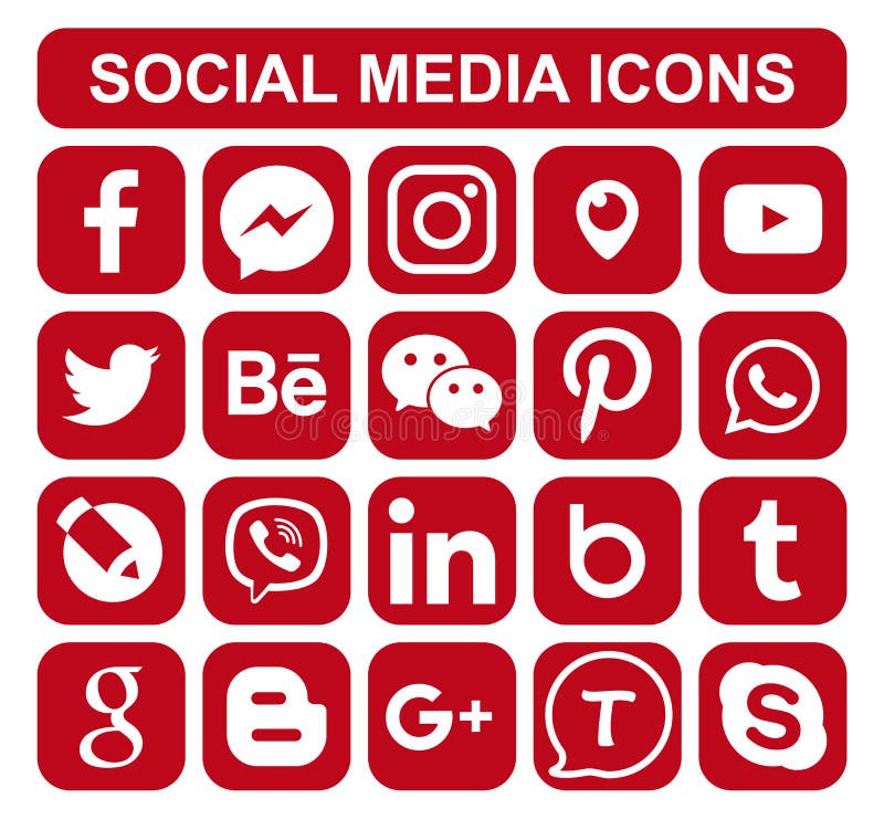 Red Social Media Icons Stock Illustrations 5800 Red Social Media