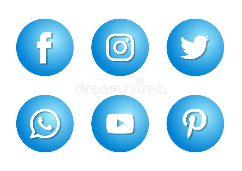 Set Of Popular Social Media Icons Logos Facebook Instagram Twitter Whatsapp Youtube Pinterest Element Vector Editorial Photo Illustration Of Business Instagram