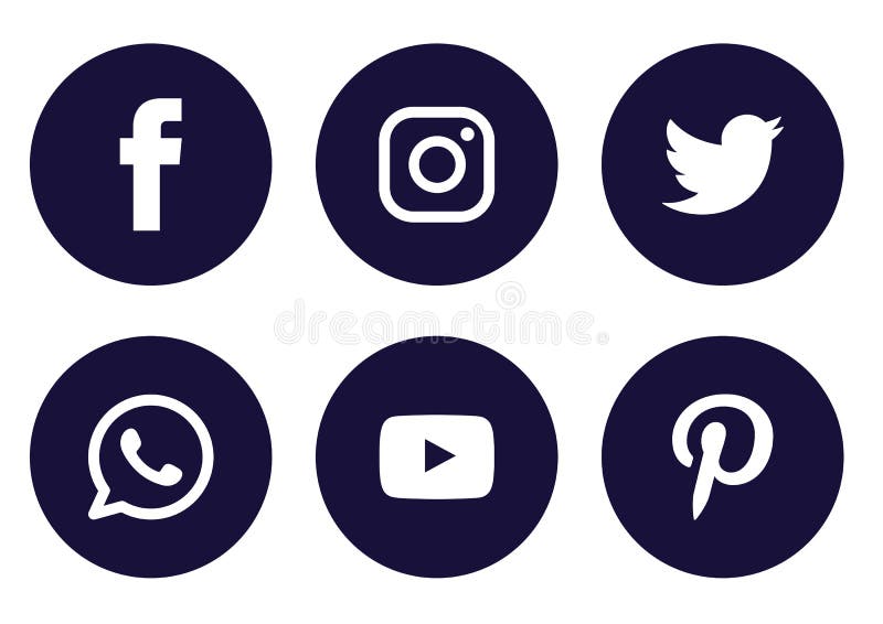 Set Of Popular Social Media Icons Logos Facebook Instagram Twitter Whatsapp Youtube Pinterest Element Vector Editorial Photography Illustration Of Communication Internet