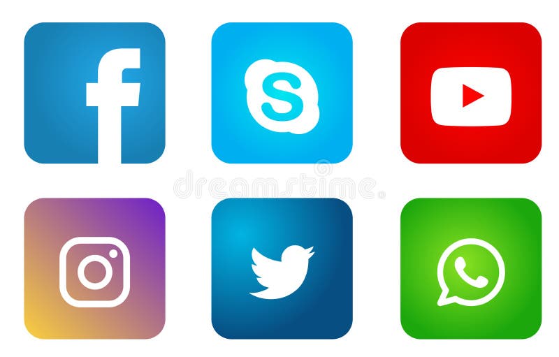 Set Of Popular Social Media Logos Icons Instagram Facebook Twitter Youtube Whatsapp Element Vector Editorial Stock Photo Illustration Of Buttons Element
