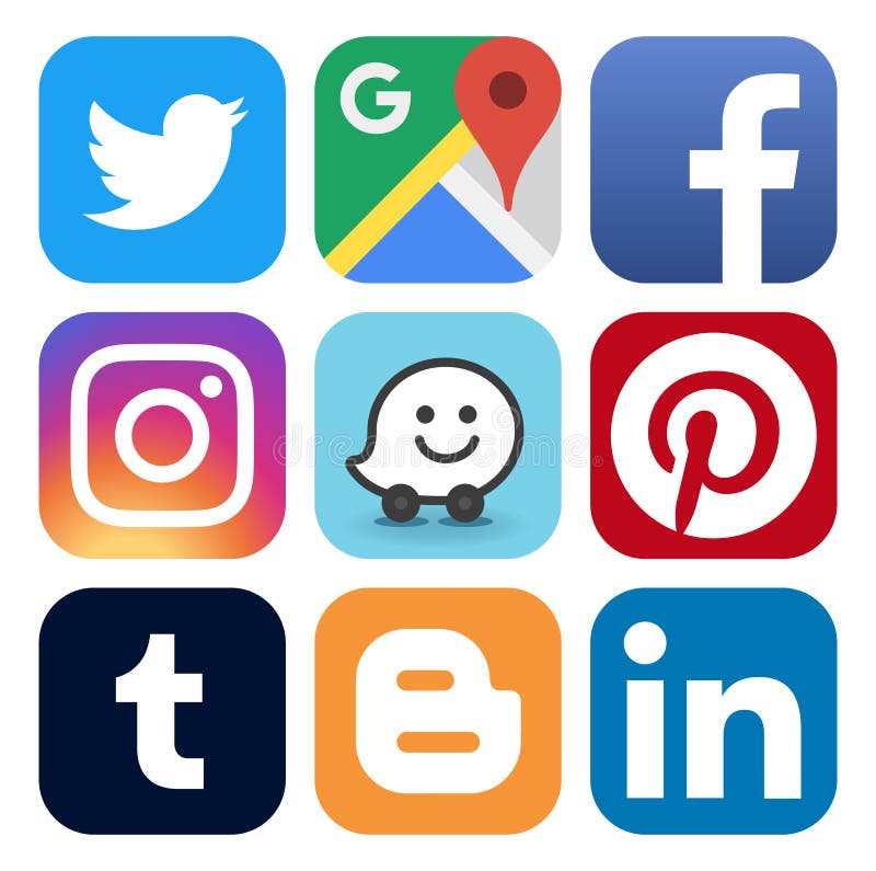 Set of Popular Social Media and Other Icons Editorial Stock Image ...